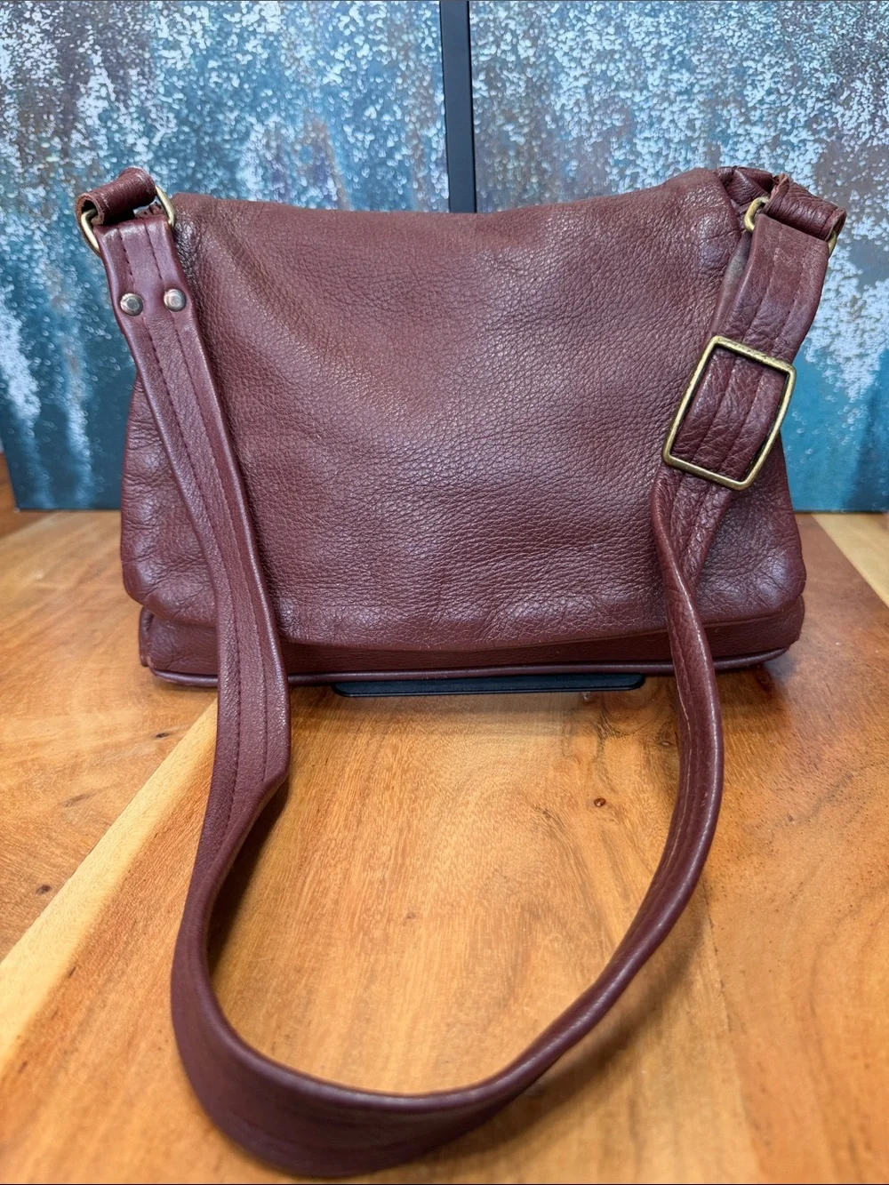 Heacock Vintage Artisanal 1980’s Burgundy/Brown Deerskin Leather Shoulder Bag